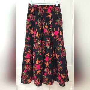 Vintage Jaeger Wool Floral Tiered Skirt 10